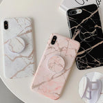 Luxury Gold Strip Crack Marble Holder Case For iPhone