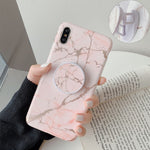Luxury Gold Strip Crack Marble Holder Case For iPhone