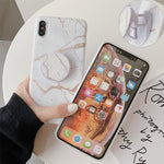 Luxury Gold Strip Crack Marble Holder Case For iPhone