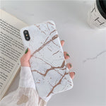 Luxury Gold Strip Crack Marble Holder Case For iPhone