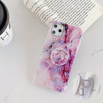 Luxury Gold Strip Crack Marble Holder Case For iPhone