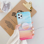 Luxury Gold Strip Crack Marble Holder Case For iPhone